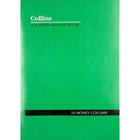 collins a24 series analysis book 10 money column feint ruled stapled 24 leaf a4 green