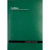 collins a60 series analysis book 18 money column feint ruled stapled 60 leaf a4 green