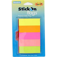stick-on flags 50 sheets 25 x 76mm neon assorted pack 5