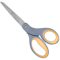 westcott titanium bonded scissors clipped tip straight handle 8 inch grey/yellow