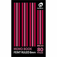 olympic me88 memo notebook 8mm feint ruled 80 page 55gsm 165 x 100mm