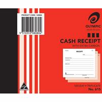 olympic 615 cash receipt book carbon triplicate 100 leaf 100 x 125mm