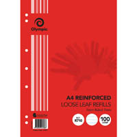 olympic r710 reinforced loose leaf refill 7mm feint ruled 55gsm a4 pack 100