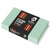olympic ruled system cards 75 x 125mm green pack 100