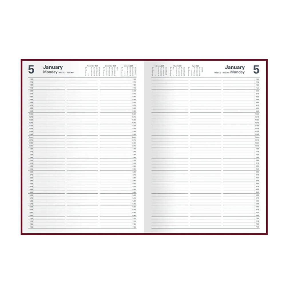 COLLINS APPOINTMENT 144F.P78 EARLY EDITION DIARY 2 PAGE TO DAY A4 BURGUNDY |  | 7001434