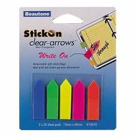 stick-on arrow flags 25 sheets 12 x 45mm assorted pack 5
