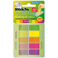 stick-on pop up flags 40 sheets 45 x 12mm assorted pack 5
