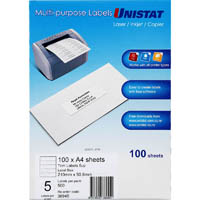 unistat 38945 multi-purpose label 5up 50.8 x 210mm pack 100