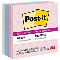post-it 675-6ssnrp recycled super sticky lined notes 101 x 101mm wanderlust pastel pack 6