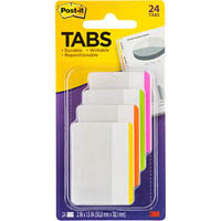 post-it 686f-1bb durable filing tabs lined 50mm bright assorted pack 24