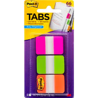 post-it 686-pgo durable filing tabs solid 38mm pink/green/orange pack 66