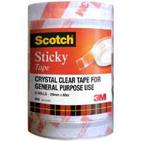 scotch 502 sticky tape 24mm x 66m pack 6