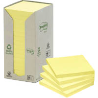post-it 654-1t 100% recycled notes 76 x 76mm yellow pack 16
