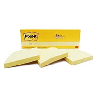 post-it 654-24cy sticky notes 76 x 76mm canery yellow cabinet pack 24