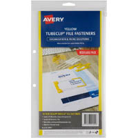 avery 44005y tubeclip file fasteners yellow pack 10