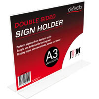 deflecto sign holder t-shape double sided landscape a3 clear
