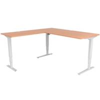 conset 501-43 electric height adjustable l-shaped desk 1800 x 800mm / 1800 x 600mm beech/white
