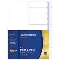 avery 5113081 l7455-10 divider print and apply 10-tab clear