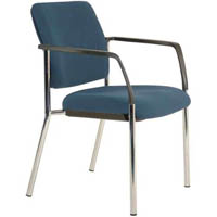 buro lindis visitor chair 4-leg base upholstered back arms jett fabric dark blue