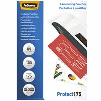 fellowes protect laminating pouch gloss 175 micron a4 clear pack 100