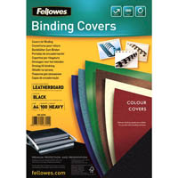 fellowes binding cover leathergrain 230gsm a4 black pack 100