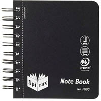 spirax p800 pp notebook side open 400 page 140 x 120mm black