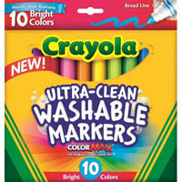 crayola ultra-clean washable markers broad bright colors pack 10