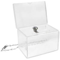 deflecto donation box lockable with header landscape a6 clear