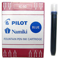 pilot ic-50 fountain pen ink refill cartridge blue pack 6