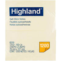 highland self-stick notes 76 x 127mm yellow pack 12