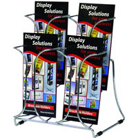 deflecto chrome series multi-pocket brochure holder 4-pocket 2-tier dl silver