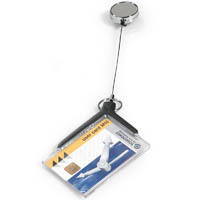durable deluxe pro card holder with reel charcoal