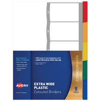 avery 85665 l7411-5 divider extra wide 5 tab a4 multi coloured