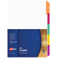 avery 85732 divider plastic 5-tab a4 fluorescent multi colours
