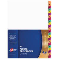 avery 85743 divider plastic a4 a-z rainbow fluorescent tab