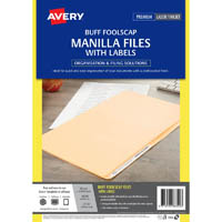 avery 88300 manilla folder with 24 laser title label foolscap buff pack 20