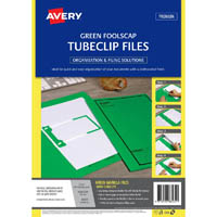avery 88432 tubeclip file foolscap green with black print pack 5