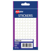 avery 932001 multi-purpose stickers circle 8mm white pack 624