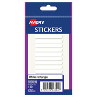 avery 932009 multi-purpose stickers rectangle 50 x 6mm white pack 140