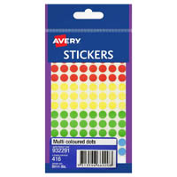 avery 932291 multi-purpose stickers circle 8mm assorted pack 416