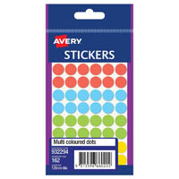 avery 932294 multi-purpose stickers circle 12mm multi coloured pack 162