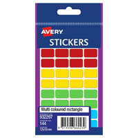 avery 932297 multi-purpose stickers rectangle 18 x 12mm multi coloured pack 144