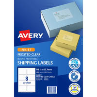 avery 936004 j8565 shipping label frosted inkjet 8up clear pack 25