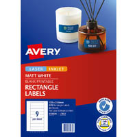 avery 959034 l7667 multi-purpose label rectangle 9up 29.61 x 133mm white pack 225