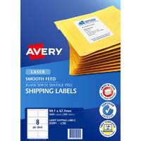 avery 959094 l7165 shipping label smooth feed laser 8up white pack 250