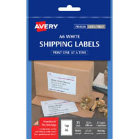 avery 959406 l7175 shipping label laser/inkjet 1up a6 white pack 25