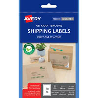 avery 959410 l7185 shipping label laser/inkjet 1up a6 kraft brown pack 20
