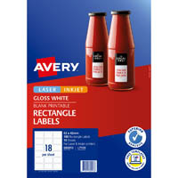 avery 980013 l7109 blank printable labels rectangle laser/inkjet 18up glossy white pack 10