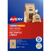 avery 980017 l7110 blank printable labels rectangle laser/inkjet 18up kraft brown pack 15