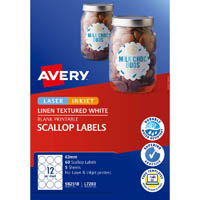 avery 982518 l7283 labels textured scallop 63mm white pack 60